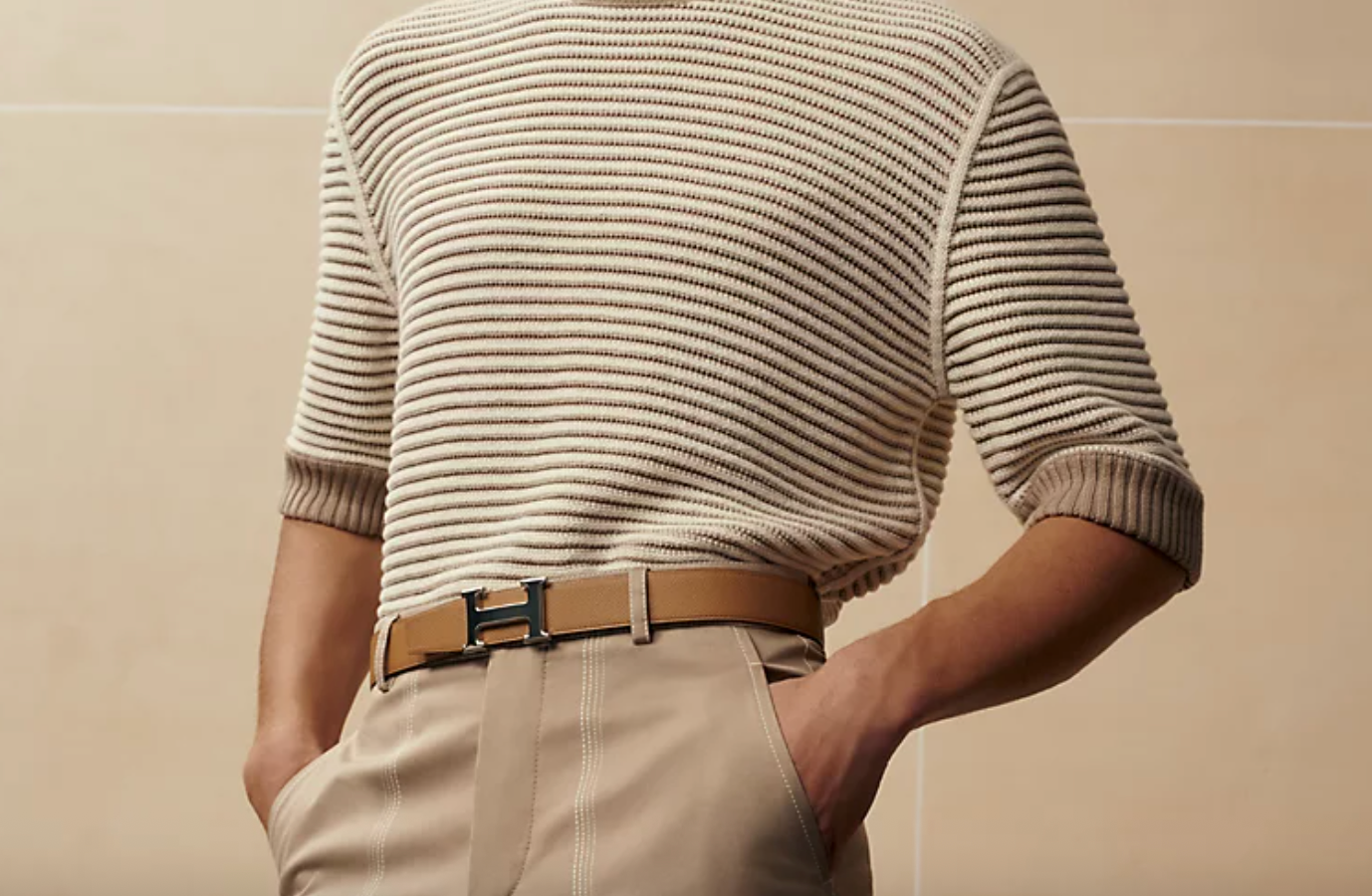 Fibbia da cintura H & Pelle reversibile per cintura 32 mm Nero/Oro Uomo