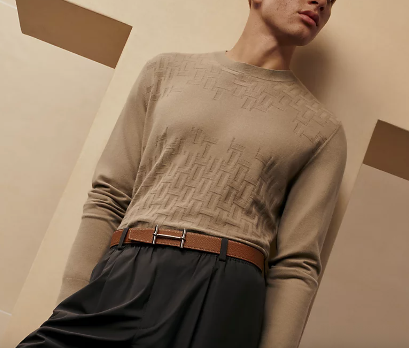 Fibbia da cintura H d’Ancre & Pelle reversibile per cintura 32 mm Nero/Oro Uomo