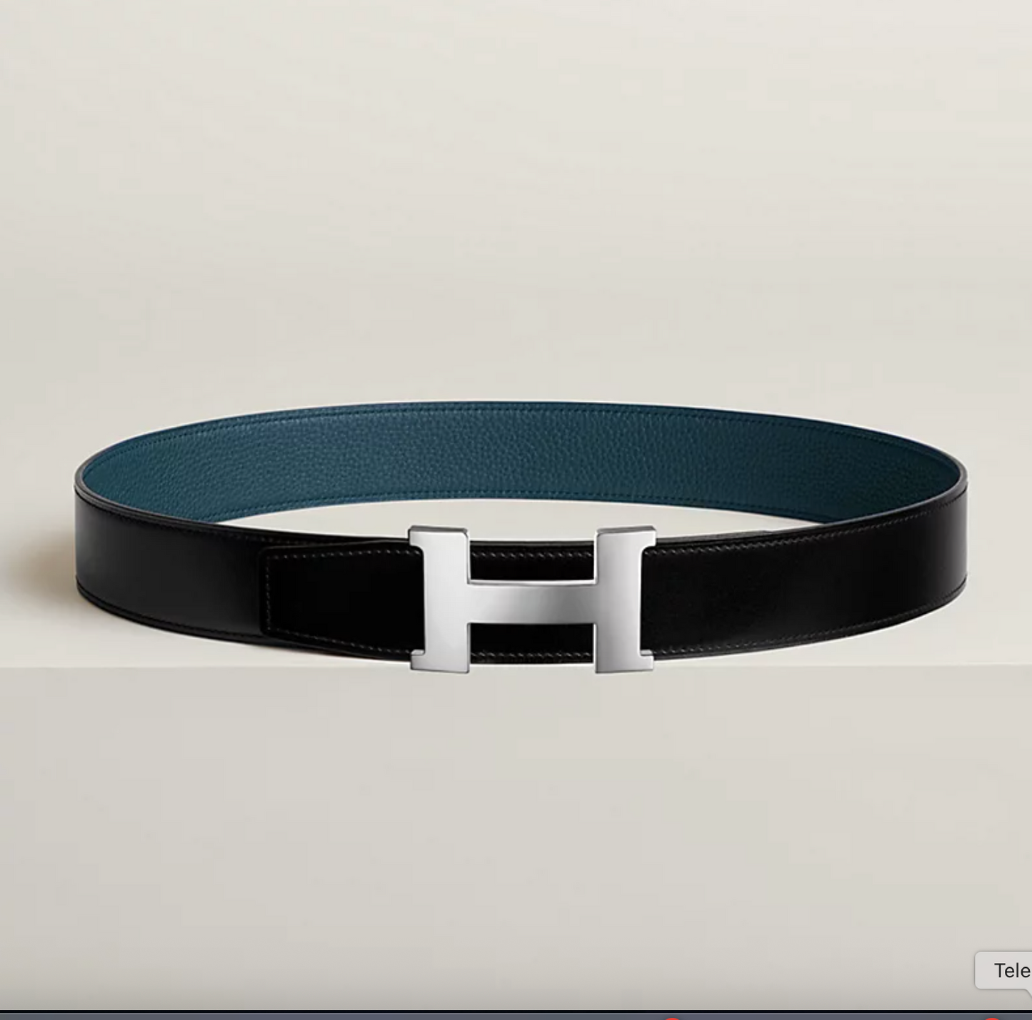 Fibbia da cintura Constance & Pelle reversibile per cintura 38 mm Nero / Blu di Prussia Uomo