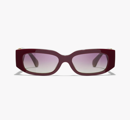 Occhiali ovali da sole Borgogna