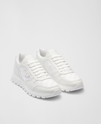 Sneakers alte in pelle e Re-Nylon Bianco
