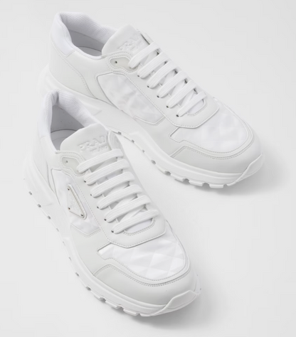 Sneakers alte in pelle e Re-Nylon Bianco