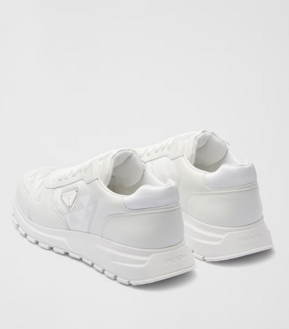 Sneakers alte in pelle e Re-Nylon Bianco