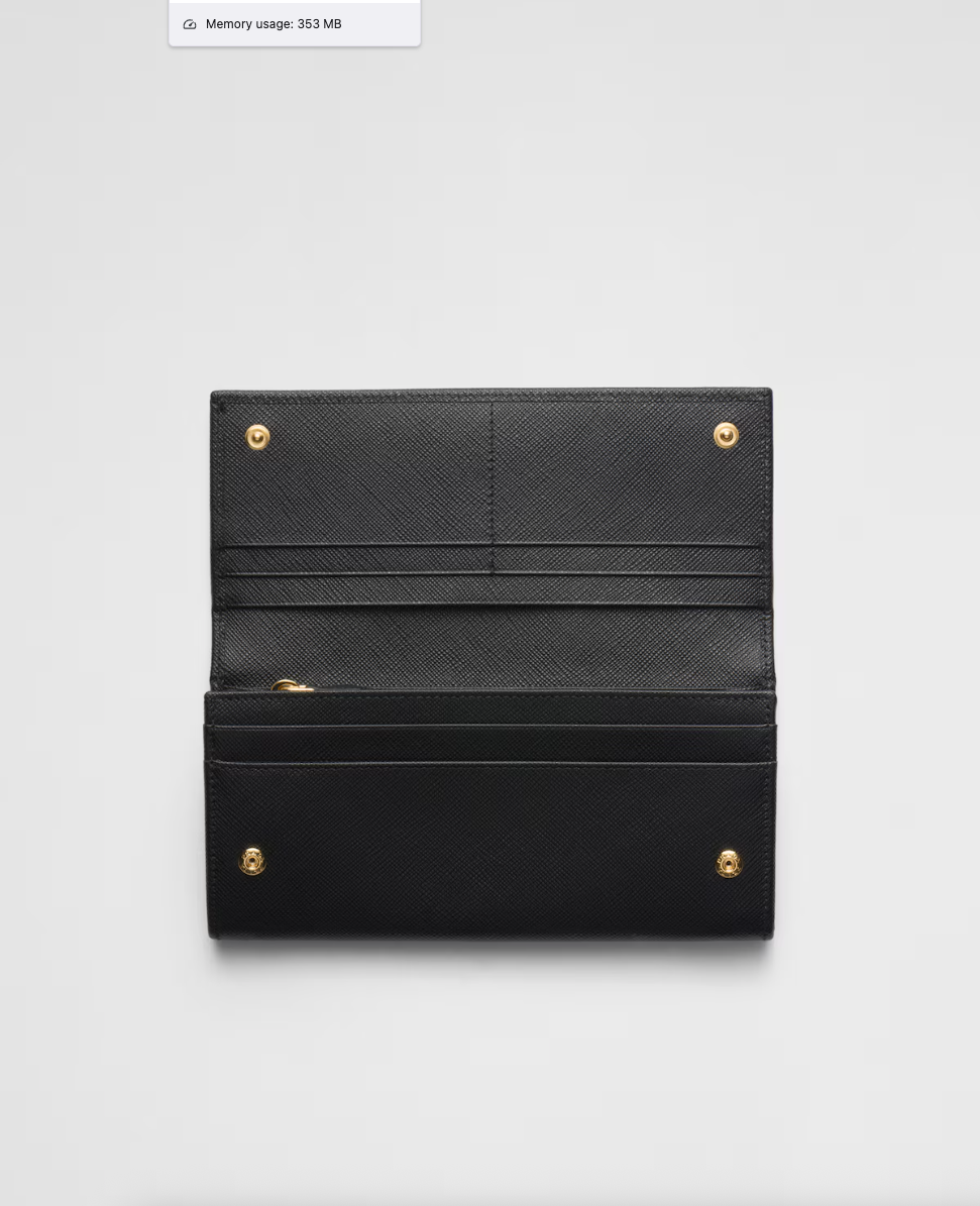 Portafoglio grande in Saffiano nero con logo triangolare