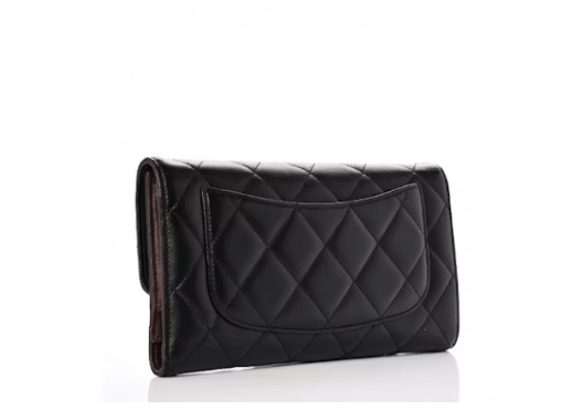 Small quilted flap wallet in lambskin CC