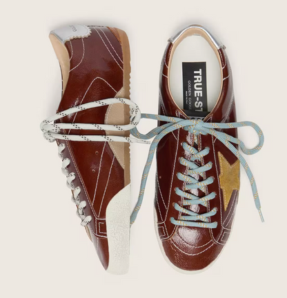 True in naplak bordeaux con stella in suede e talloncino in nappa argento