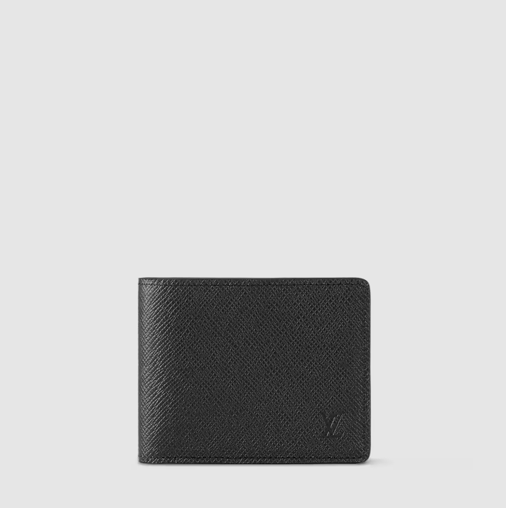 Slender Wallet Black Taïga Leather