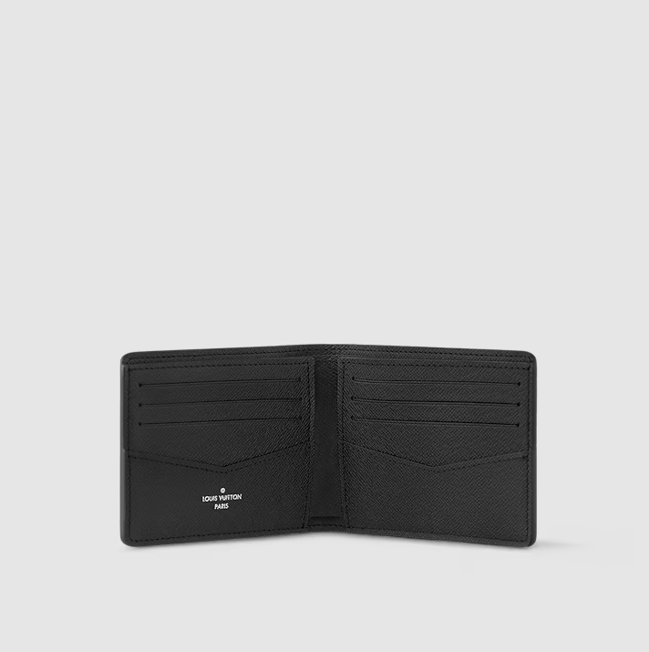 Slender Wallet Black Taïga Leather