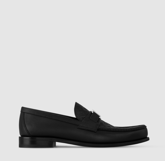 Major Slipper aus Kalbsleder, einfarbig Schwarz