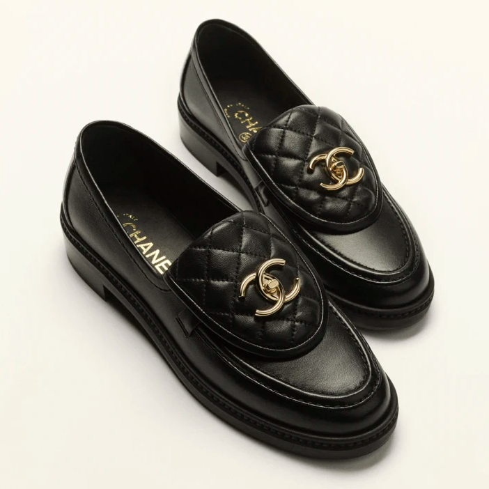 Black lambskin loafers