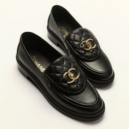 Black lambskin loafers