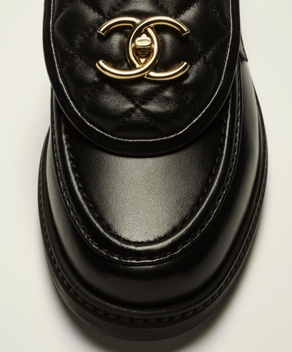 Black lambskin loafers