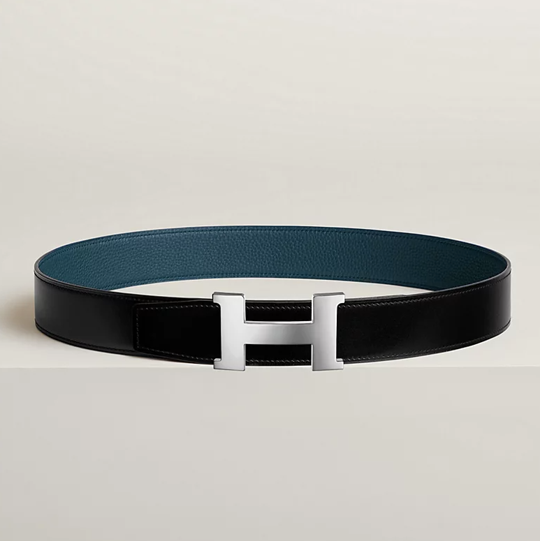 Constance &amp; Reversible Leather Belt Buckle 38mm Black / Prussian Blue Men's