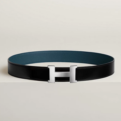 Constance &amp; Reversible Leather Belt Buckle 38mm Black / Prussian Blue Men's