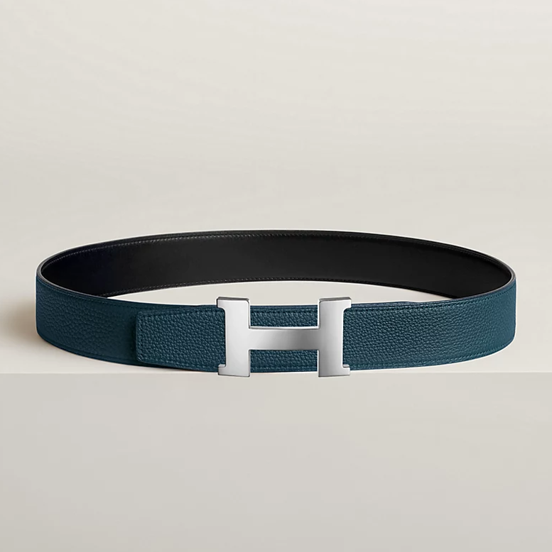 Constance &amp; Reversible Leather Belt Buckle 38mm Black / Prussian Blue Men's