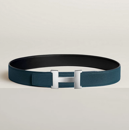 Constance &amp; Reversible Leather Belt Buckle 38mm Black / Prussian Blue Men's