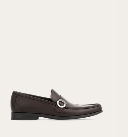 Espresso calfskin Gancini ornament loafer