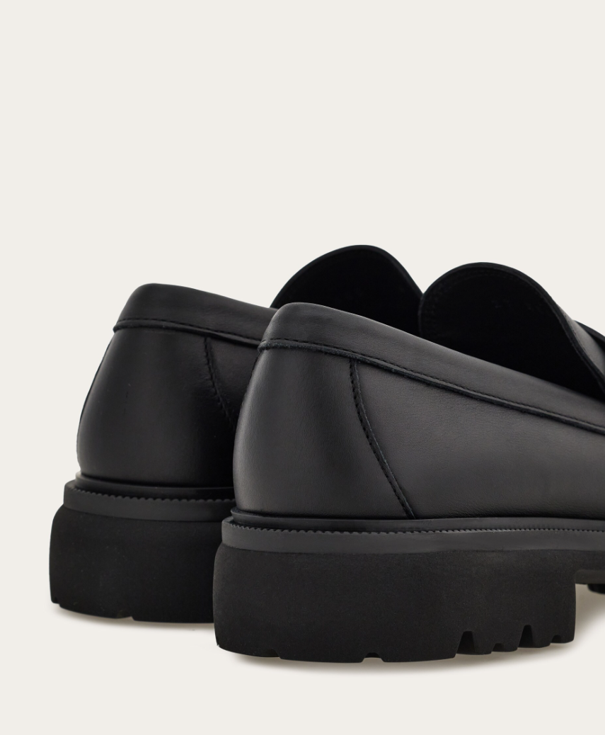 Black calfskin loafer with Gancini ornament