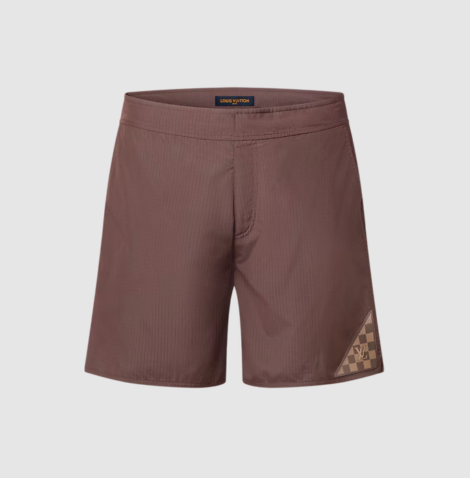 Swimsuit with iconic brown pattern