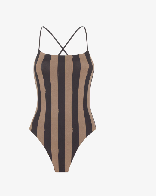 Costume intero reversibile in Lycra marrone