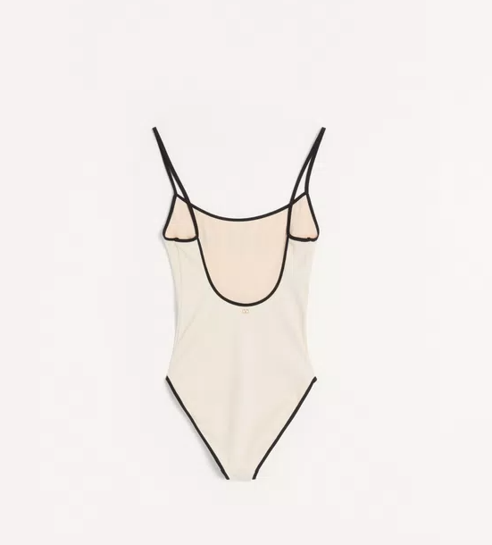 Costume Intero "Chez VLTN" In Lycra Piquet Avorio