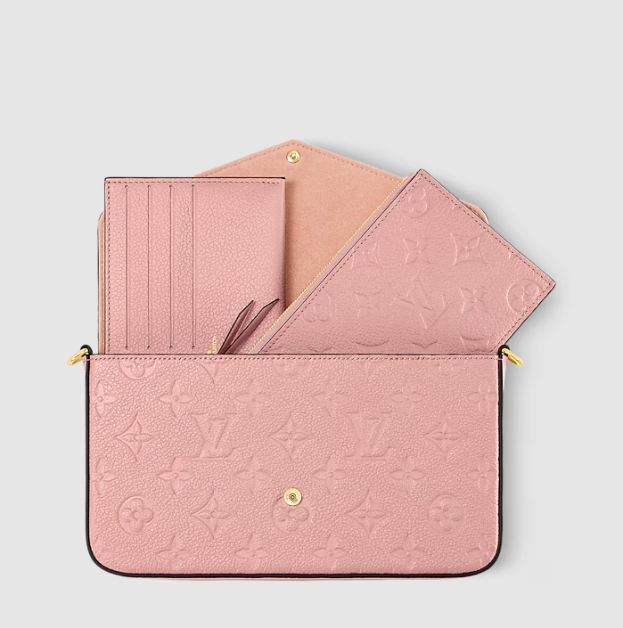 Pochette Félicie in pelle Monogram Empreinte Rosa Cipria