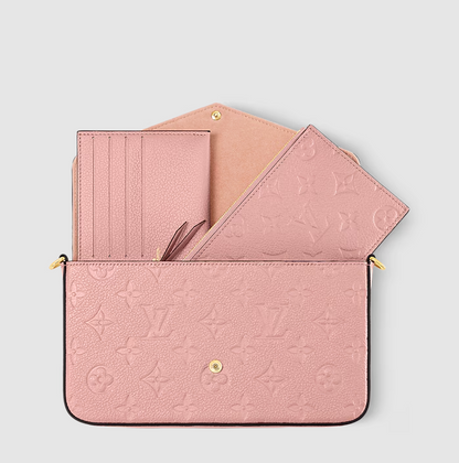 Pochette Félicie in pelle Monogram Empreinte Rosa Cipria