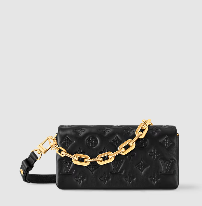 Pochette Coussin in Pelle di agnello con motivo Monogram Nero