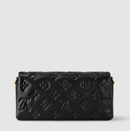 Pochette Coussin in Pelle di agnello con motivo Monogram Nero