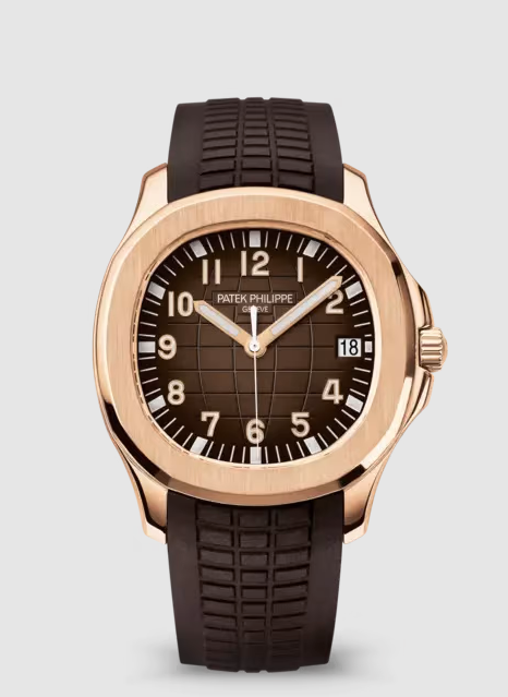 Aquanaut Date con cinturino marrone e finiture in oro rosa
