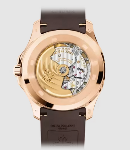 Aquanaut Date con cinturino marrone e finiture in oro rosa