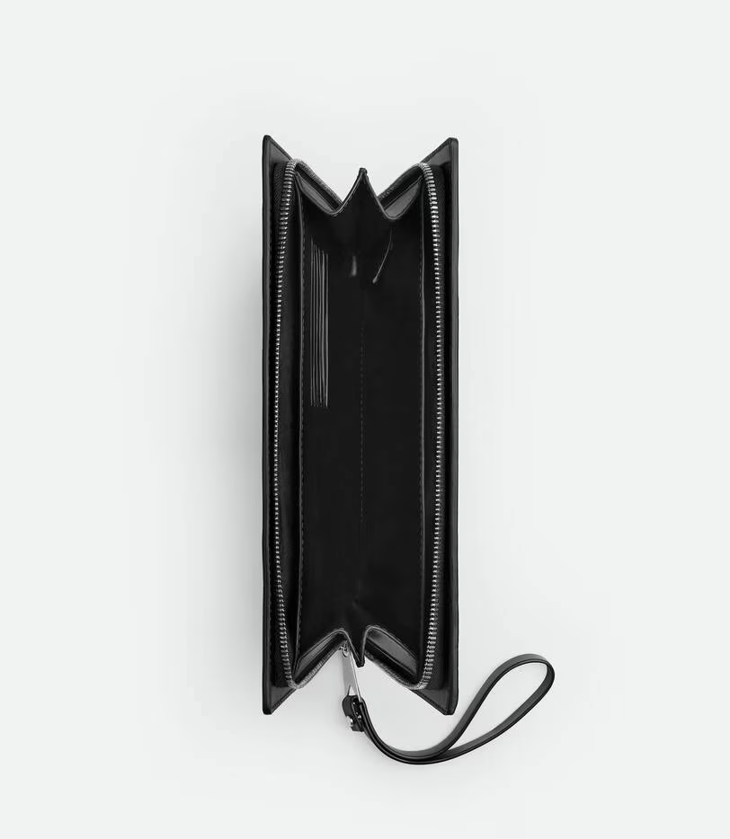 Porta documenti Intrecciato piccolo con cinturino nero