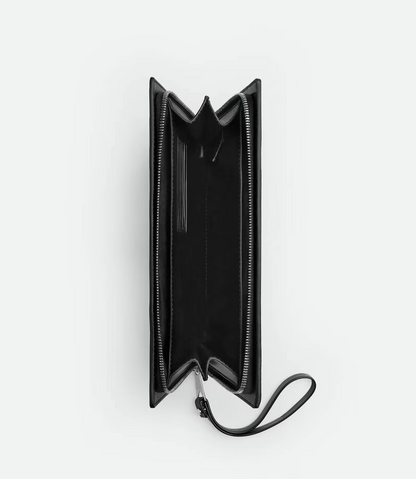 Porta documenti Intrecciato piccolo con cinturino nero