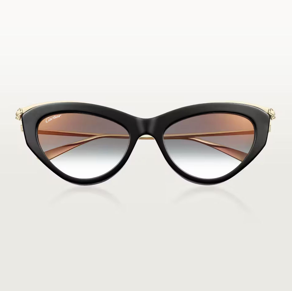 Occhiali da sole cat-eye Panthère de CT con lenti grigie effetto specchio dorato