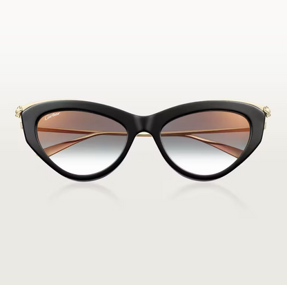 Occhiali da sole cat-eye Panthère de CT con lenti grigie effetto specchio dorato