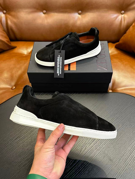Total Black Suede Triple Stitch SECONDSKIN Sneakers