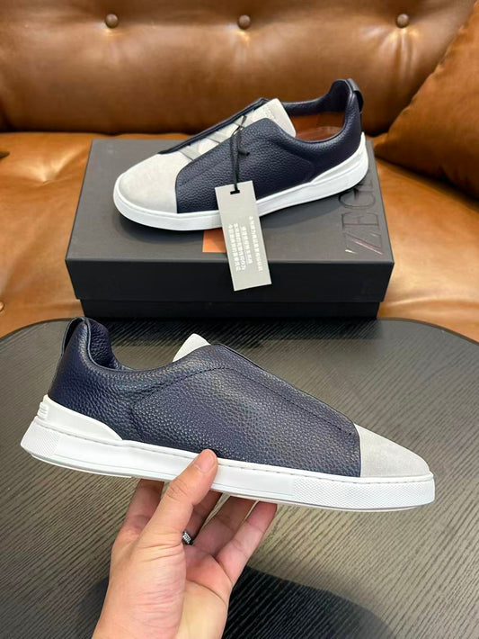 Weiße/blaue SECONDSKIN Sneaker mit dreifacher Naht
