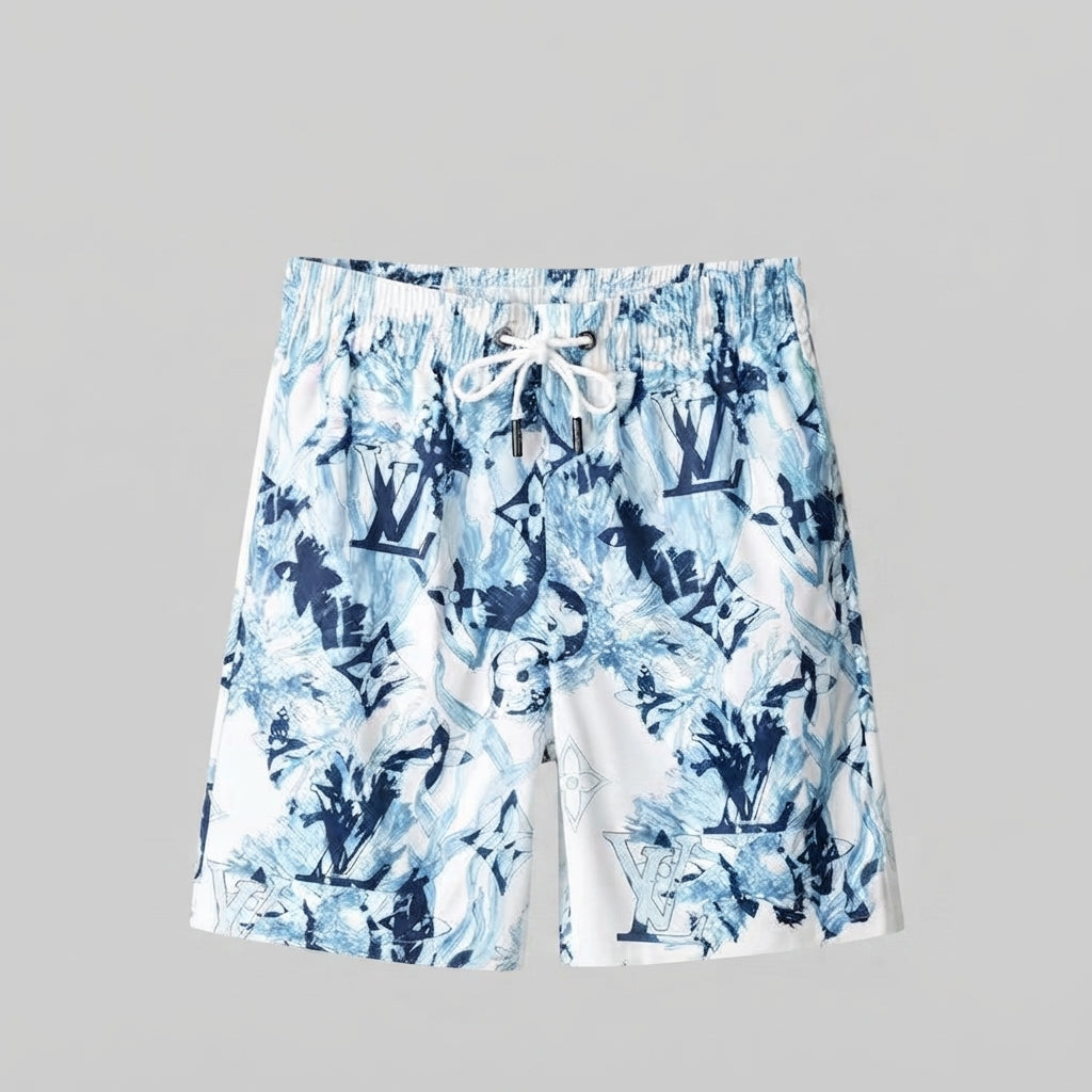 Monogram Collage Badeanzug Weiß/Navy