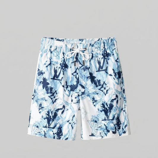 Monogram Collage Swimsuit White/Light Blue